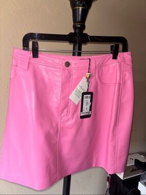 AS by DF Pink Leather Mini Skirt